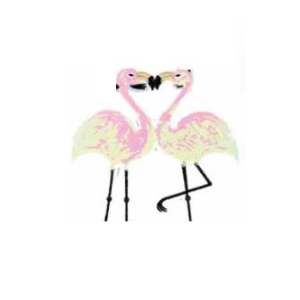 Нашивка на одежду с пайетками "Фламинго 3" 19*20 см фото, картинки