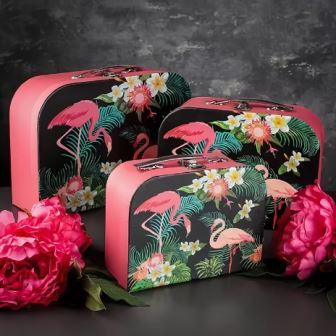 Коробка подарочная чемодан "Розовый фламинго" 3  14  x 7 см фото, картинки