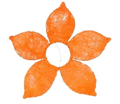 Каркас для букета Цветок с острыми лепестками, сизаль 25см оранжевый фото, картинки