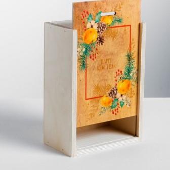 Ящик подарочный деревянный Happy New Year, 20 × 14 × 8 см 4420776 фото, картинки