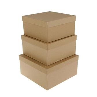 Коробка "Крафт однотонный квадратная" №3 2084975/3  21,5 х 21,5 х 11 см. фото, картинки