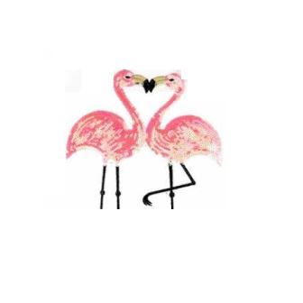 Нашивка на одежду с пайетками "Фламинго 2" 19*20 см фото, картинки
