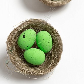 Пасхальный декор "Яйца в гнезде" 5 см SF-5017, зеленый фото, картинки