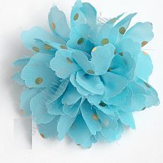 Цветочек шифоновый в горошек 9 см (1шт) SF-5924, голубой №27  фото