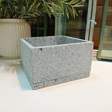 Кашпо кубик серый низкий 15*15/h9см  NK12/7      фото