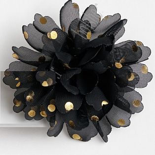 Цветочек шифоновый в горошек 9 см (1 шт) SF-5924, черный №1 фото