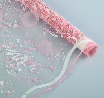 Пленка для цветов "Конфетти" розовая 70 см х 7 м, 40 мкм   2018756 фото, картинки