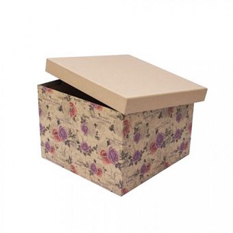 Подарочная коробка "Крафт розы", 1 шт, 16,5*16,5*12,5 см фото, картинки
