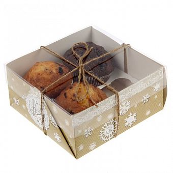 Коробочка для кексов "Новогоднее кружево", 16 х 16 х 7,5 см    фото, картинки