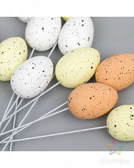 Пасхальный декор "Яйцо на палочке" 2,5*3,5 см SF-7202, ассорти №1 (1шт.) фото, картинки