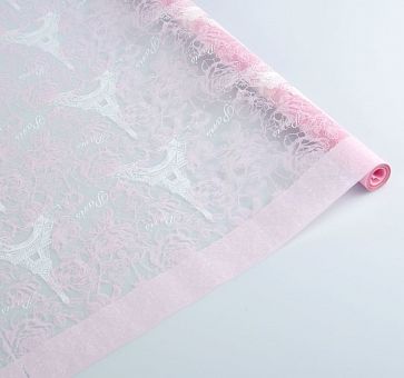 Пленка для цветов "Винтажный Париж" бело-розовый 0.7 х 7 м, 40 мкм   2388915 фото, картинки