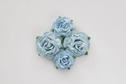 Цветы чайной розы, 2 шт - диам 4 см, 2 шт- диам 3 см, голубые фото, картинки