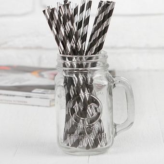 Трубочка для коктейля "Спираль" набор 25 шт, цвет чёрный-серебро   3945387    фото, картинки