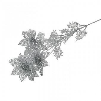 Цветы искусственные "Букет резных цветов" серебро, 75 см 1382035    фото, картинки