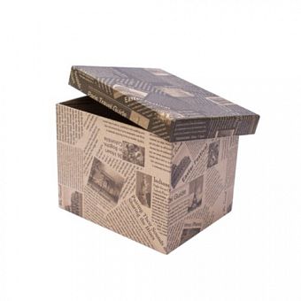 Подарочная коробка "Крафт газеты", 1 шт, 22*18*16 см фото, картинки