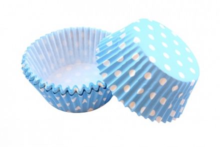 Набор бумажных форм для кексов "Горошек голубой", диаметр дна 5 см, 50 шт. фото, картинки