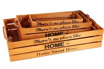 Ящик деревянный интерьерный "Home" темно-желтый 50х30х12 см фото, картинки
