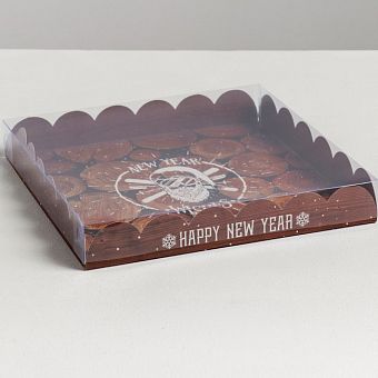 Коробка для кондитерских изделий с PVC крышкой New Year wishes, 21 × 21 × 3 см   4386215 фото, картинки