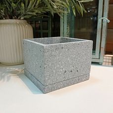 Кашпо кубик серый низкий 12*12/h9см NK12/6          фото