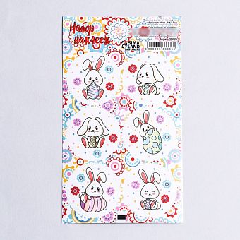 Наклейка для цветов и подарков "Кролик и яйцо", 16 × 9,5 см 9533336 фото, картинки