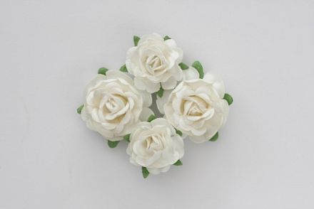 Цветы чайной розы, 2 шт - диам 4 см, 2 шт- диам 3 см, белые фото, картинки