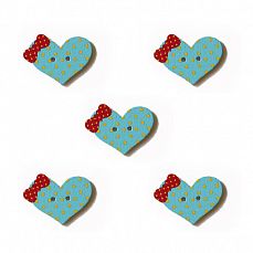 Пуговицы деревянные, Сердечко голубое, 10 шт фото