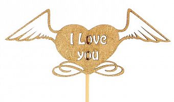 Топпер "I Love you, в сердце" на подвесе, золотой   3134203 фото, картинки
