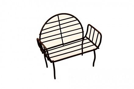 Металлическая мини скамейка с круглой спинкой коричневая 3*5,5*8см фото, картинки