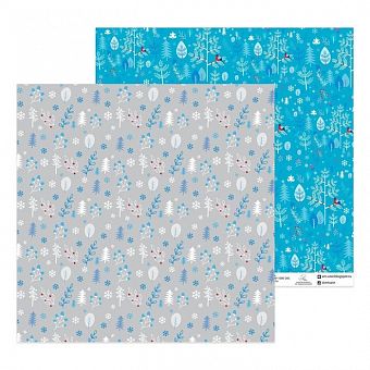 Бумага для скрапбукинга,  "Голубые елочки", 30.5х30.5 см, 180 гр/м  фото, картинки