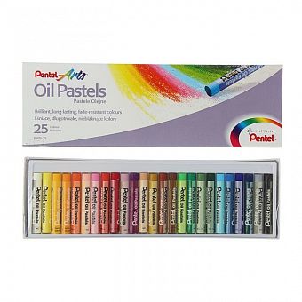 Пастель масляная 25 цветов Pentel 8/60мм, в картоне фото, картинки
