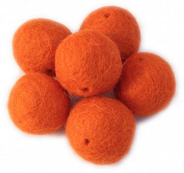 Бусины из войлока, оранжевый, диам. 2,5 см, 6 шт   . фото, картинки