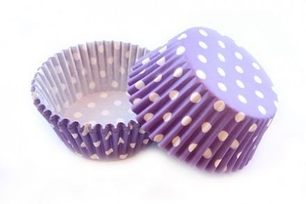 Набор бумажных форм для кексов "Горошек фиолетовый", диаметр дна 5 см, 50 шт. фото, картинки