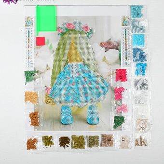 Алмазная вышивка с частичным заполнением "Кукла" 30*40 см, холст, емкость 3690733 фото, картинки