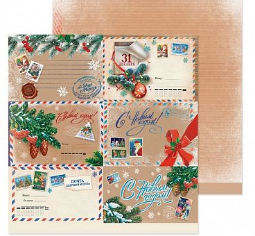 Бумага для скрапбукинга «Новогодняя почта», 30,5 × 30,5 3309655 фото, картинки