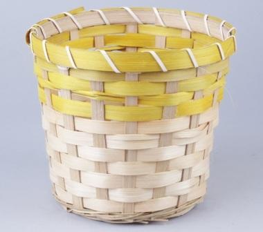 Кашпо из бамбука круглое 18х15см натуральный/желтый B18-2 фото, картинки