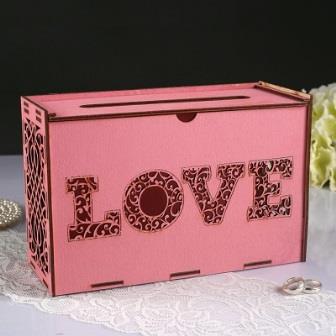 Коробка для денег "Любовь", фанера, 24х10х18 см, розовая   4655733 фото, картинки