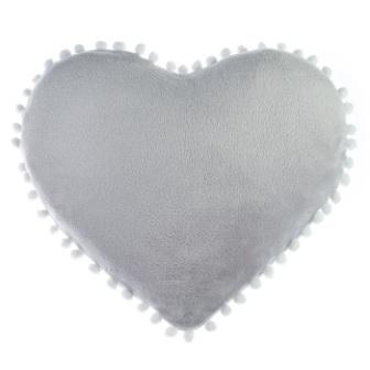 Подушка "Этель" Сердце св.серый, с бамбошками, 100% П/Э, велсофт   2853322 фото, картинки