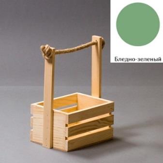 Ящик трехреечный с деревянной ручкой + канат 20*15*11 см Бледно-зеленый фото, картинки