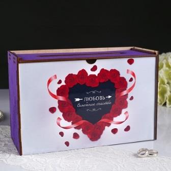 Коробка для денег "Семейное счастье", фанера, 24х10х19 см, роз-красная   4655730 фото, картинки