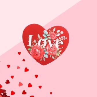 Открытка-валентинка "LOVE" цветы, 7,1 x 6,1 см   4674797 фото, картинки