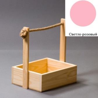 Ящик стандарт с деревянной ручкой + канат 25*20*8 см Светло-розовый фото, картинки