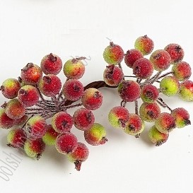 Ягодки на веточке сахарные, красно-зеленые (40 ягод) фото, картинки