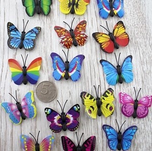 Бабочки декоративные на магните 4*3,2 см  SF-2380, ассорти фото, картинки