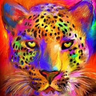 Алмазная мозаика "Красочный леопард" L 078 фото, картинки