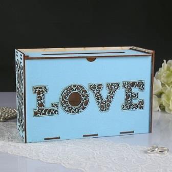 Коробка для денег "Любовь", фанера, 24х10х18 см, голубая   4655734 фото, картинки