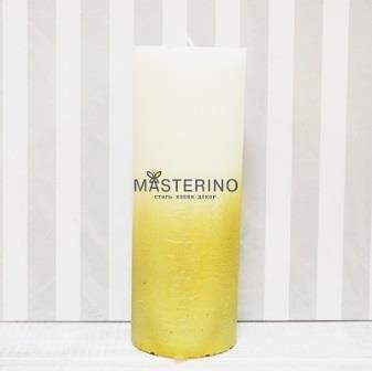 Декоративная свеча "Рустик" белый/золото d=70 h=190mm фото, картинки