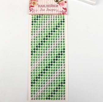 Наклейка пластик стразы "Градиент зелёного" 30х10,5 см   4331085    фото, картинки