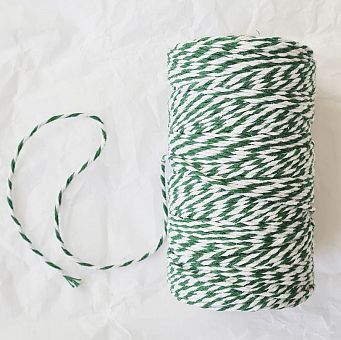 Шпагат хлопковый цветной (белый, зеленый) 2мм, 100 м фото, картинки