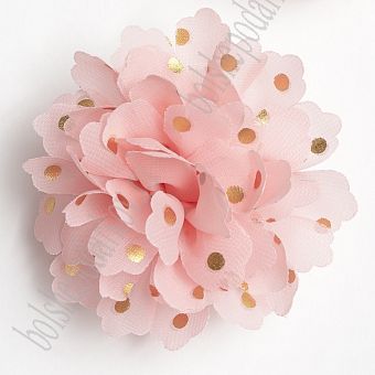 Цветочек шифоновый в горошек 9 см (1 шт) SF-5924, нежно-розовый №18 фото, картинки
