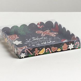 Коробка для кондитерских изделий с PVC крышкой «Сладкий сюрприз», 21 × 21 × 3 см   4386232 фото